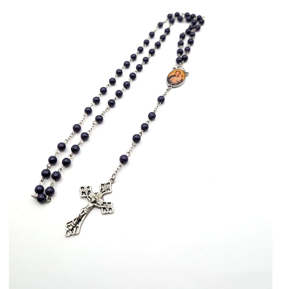 Vintage St. Anthony Crucifix Holy Cross Catholic Prayer Rosary Necklace